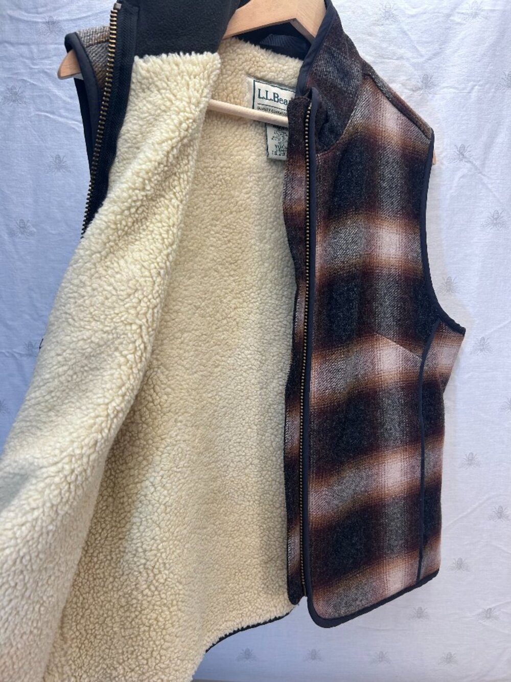 Vintage L.L.Bean Brown Plaid Wool Lined Vest – Size M